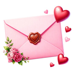 envelope with hearts and flowers