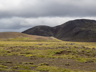 lava fields and volcanism on Reykjanes Peninsula in Iceland