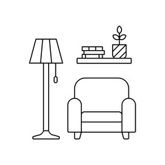 Living Room Icon Illustration On Isolated Background.	