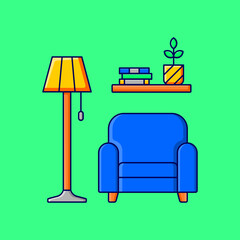 Living Room Icon Illustration On Isolated Background.	