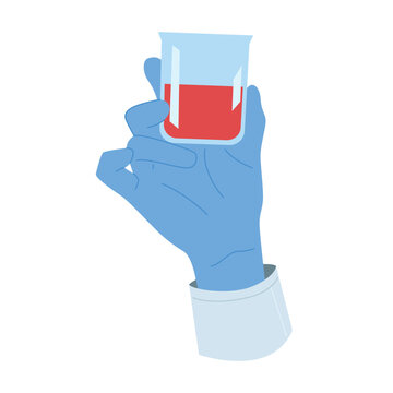 A bluegloved hand holds a beaker filled with vibrant red liquid, symbolizing essential scientific research