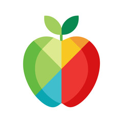 Colorful segmented apple illustration isolated on white background