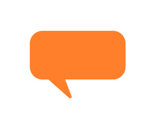 Orange speech bubble icon for chat messages, comments, social media captions and minimal UI design elements