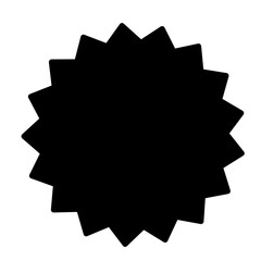 Black starburst badge shape for labels, price tags, stickers, sale graphics and promotional design elements