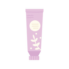 A modern, stylish purple cream tube featuring a beautiful floral design, perfect for skincare products.