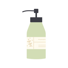 This minimalist green pump bottle design is ideal for skincare, with a simple label enhancing its aesthetic