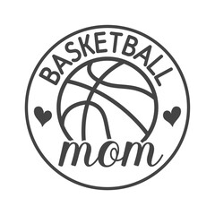 Minimalist Basketball Mom Circle Design Heart Basketball Graphic Sporty Mom TShirt Sublimation Artwork