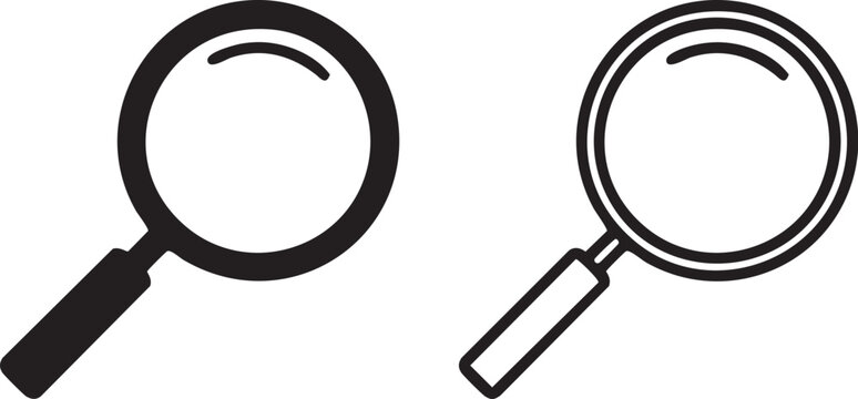 Simple line drawing of magnifying glass or search