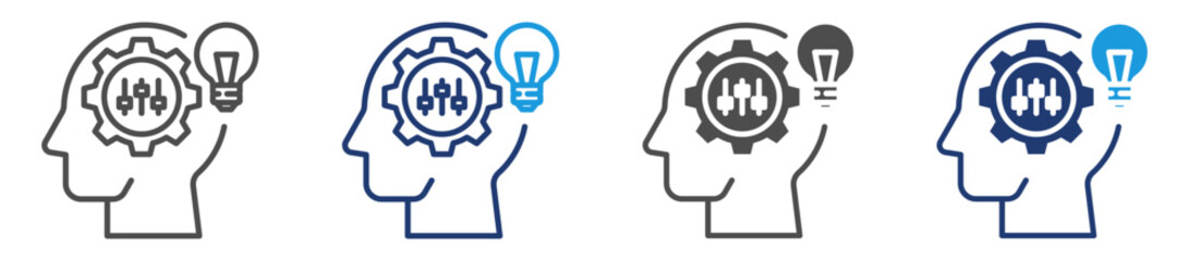 metacognition  icon sheet with multiple style