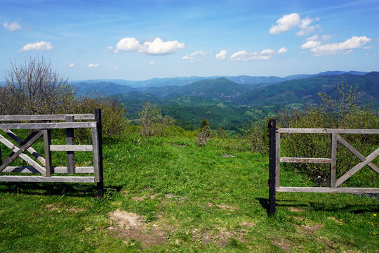 An idyllic pastoral landscape with high grass mountain hills. View of the  Zahar Berkut Mountain. Carpathian mountains. Ukraine  