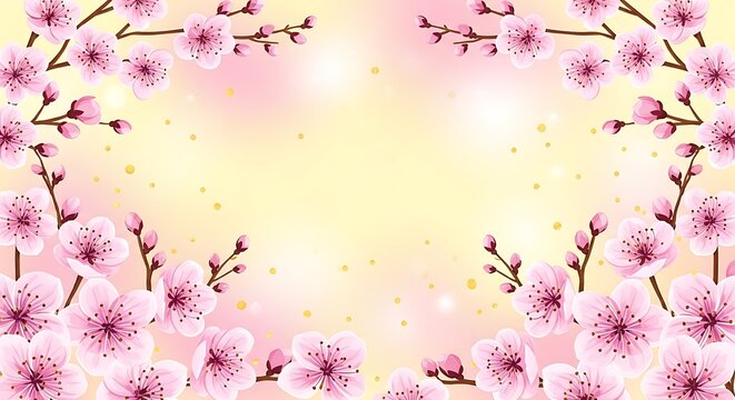 Beautiful pastel background with blossoming cherry flowers for spring design - Powered by Adobe