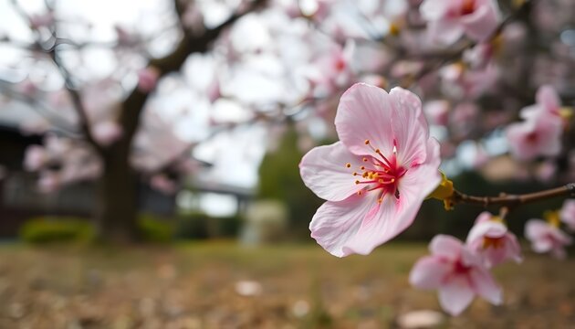 blooming cherry blossoms in spring garden