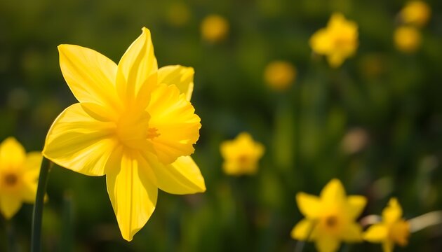 yellow daffodils in vibrant meadow