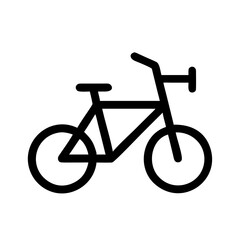 Simple black line art icon of a bicycle isolated on