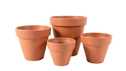 Terracotta flower pots in various sizes, perfect for gardening and plant display, showcasing natural earthy tone and smooth finish