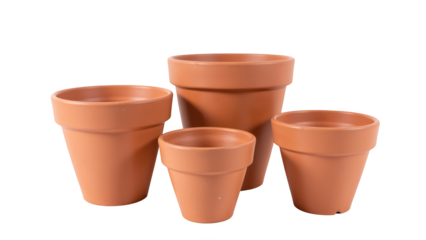 Terracotta flower pots in various sizes, perfect for gardening and plant display, showcasing natural earthy tone and smooth finish