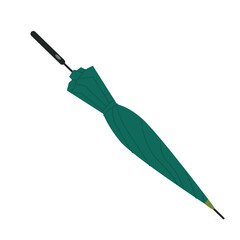 Naklejka premium Folded dark green umbrella with handle, male fashion accessory vector illustration