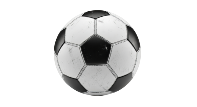 Classic soccer ball with black pentagons and white hexagons perfect for sports enthusiasts and gamerelated designs and promotional materials on transparent background - Powered by Adobe