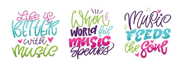 Funny hand drawn doodle lettering quote about music. Lettering for t-shirt design, mug print, bag print, clothes fashion. 100% hand drawn vector image.