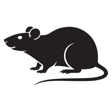 black rat silhouette on white background clip art preview