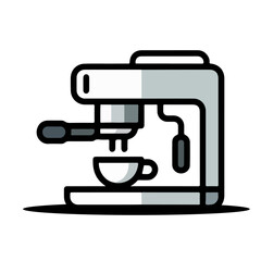 Coffee Machine with Cup Vector Icon – Minimal Home and Restaurant Coffee Maker Illustration on White Background for Café Branding and Kitchen Equipment Design