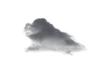 Soft isolated gray cloud floats on a clean white background for dreamy visual design. This subtle atmospheric element enhances minimalist creative projects. Perfect for nature, weather, and sky themes