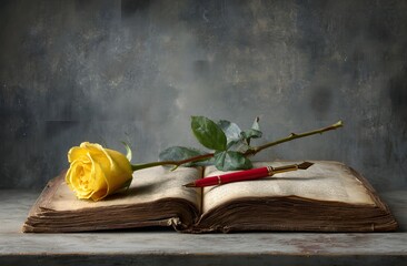 Yellow Rose and Old Book's Silent Story