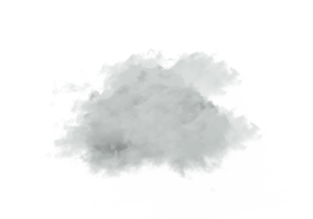 Soft isolated gray cloud floats on a clean white background for dreamy visual design. This subtle atmospheric element enhances minimalist creative projects. Perfect for nature, weather, and sky themes