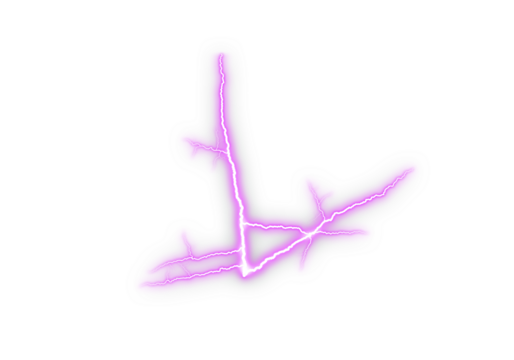 Vibrant Pink Lightning Energy Effect on White Background creating a glowing electric burst visual. Dynamic electric strike illustration ideal for digital design. Neon storm bolt graphic for creative 