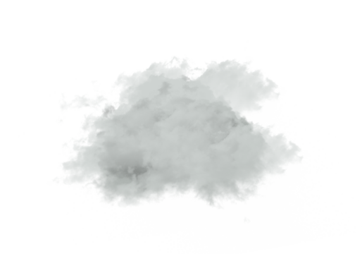 Soft isolated gray cloud floats on a clean white background for dreamy visual design. This subtle atmospheric element enhances minimalist creative projects. Perfect for nature, weather, and sky themes