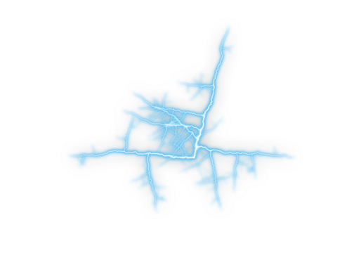 Vibrant blue Lightning Energy Effect on White Background creating a glowing electric burst visual. Dynamic electric strike illustration ideal for digital design. Neon storm bolt graphic for creative p