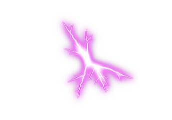 Vibrant Pink Lightning Energy Effect on White Background creating a glowing electric burst visual. Dynamic electric strike illustration ideal for digital design. Neon storm bolt graphic for creative 