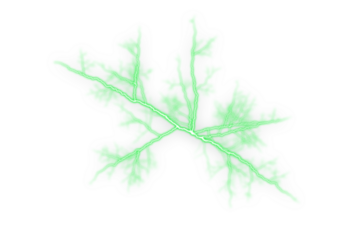 Abstract green fractal lightning pattern with glowing electric branches. Soft neon energy veins spreading across a white background. Futuristic organic spark texture for digital design.