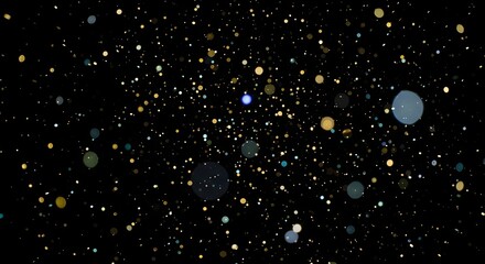 Abstract background with scattered colorful lights and glowing particles.