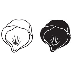Minimalist Flower Bud Outline and Silhouette Icon Illustration