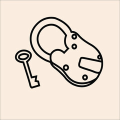 Lock  black and white clipart 