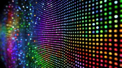 Led screen texture shows colorful lights with dot display patterns, rgb television pixel pattern screen and modern video wall background