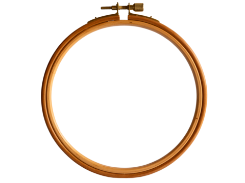 Round Wooden Embroidery Hoop with Brass Screw Fastener and Smooth Natural Finish