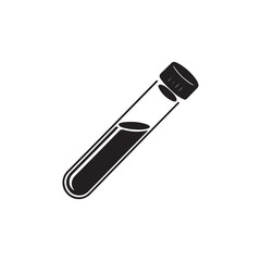 Black Color Blood test tube Silhouette Vector Illustration, Solid White Background.
