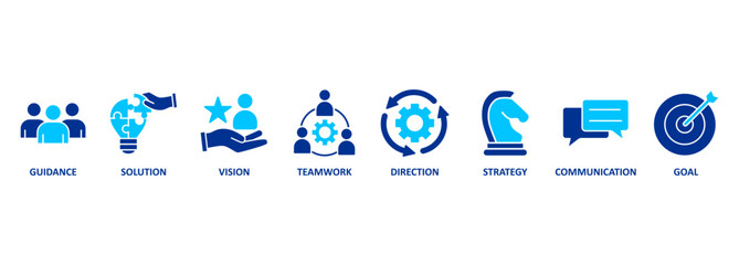 Leadership concept vector illustration with icons