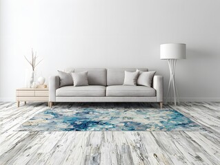 Tranquil Interior Scene with Blue Hued Rug