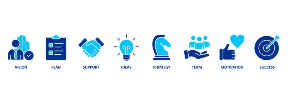 Banner goals concept. Chart with icons and keywords
