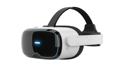 Sleek virtual reality headset with a modern design for immersive gaming and metaverse experiences in a high technology environment on transparent background