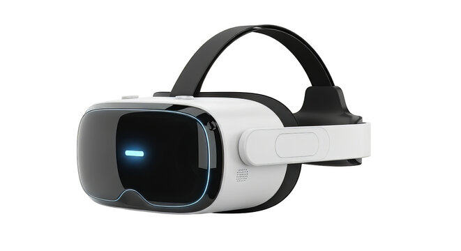 Sleek virtual reality headset with a modern design for immersive gaming and metaverse experiences in a high technology environment on transparent background - Powered by Adobe