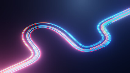 Abstract neon light trails on a dark background, perfect for modern designs