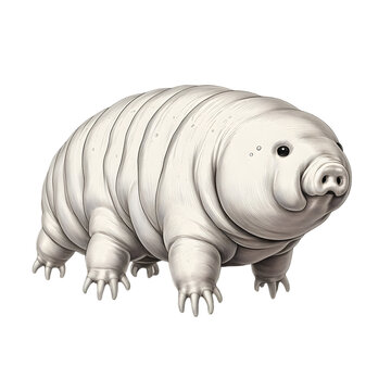 Detailed illustration of a water bear, also known as a tardigrade.