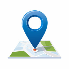 Ic&ocirc;ne bleue, &eacute;pingle de g&eacute;olocalisation, GPS, carte, orientation, isol&eacute;e sur fond blanc