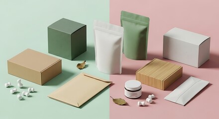 A stack of wooden building blocks and open cardboard gift boxes are arranged on a white background and the floor to create a blank shipping package and 3D toy container
