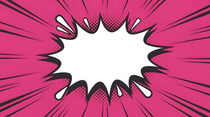 Explosion comic book speech bubble with pink radial lines background