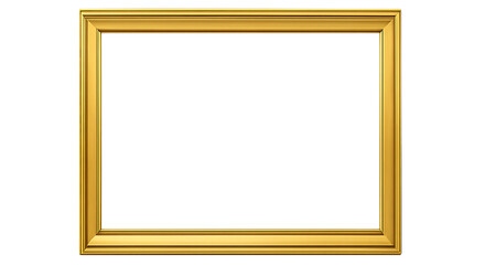 Ornate golden picture frame with transparent background for copy space